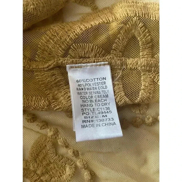 Women's Umgee Yellow Lace Kimono Oversized Medium EUC! - Picture 11 of 11